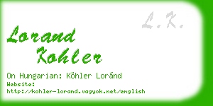 lorand kohler business card